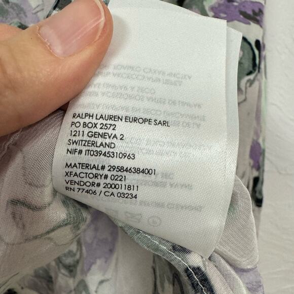 Club Monaco Purple Green Floral Boho Blouse Womens XL Peasant Long Sleeve Shirt - Picture 9 of 11